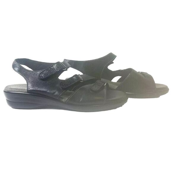 SAS Tripad Comfort Sandals Black Leather Womens Sz 7 W Comfort Casual Sling Back - Picture 3 of 10